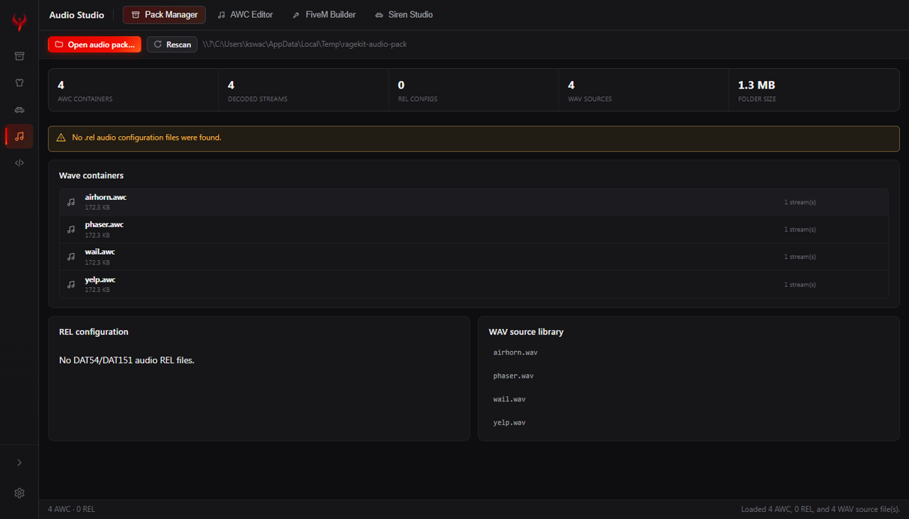 AUDIO STUDIO — PACK MANAGER