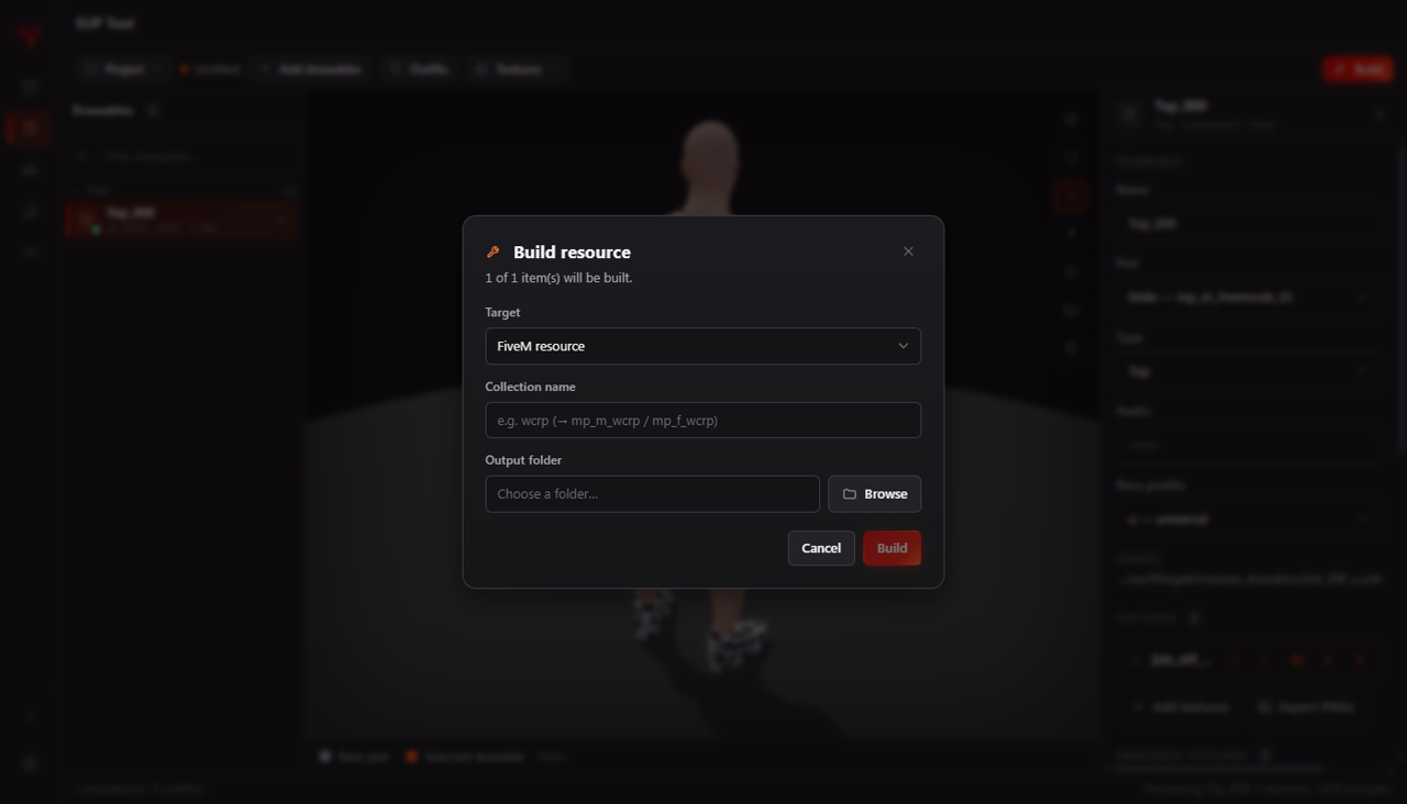 SCREENSHOT — BUILD TARGETS DIALOG