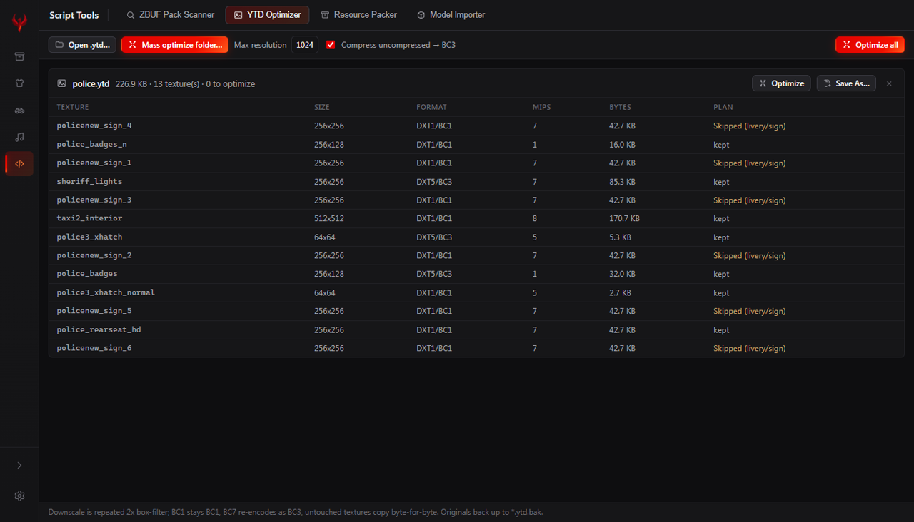 SCRIPT TOOLS — YTD OPTIMIZER